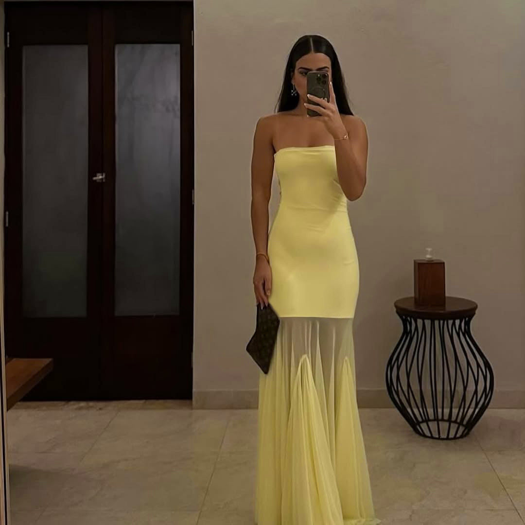 Strapless zomer-minijurk
