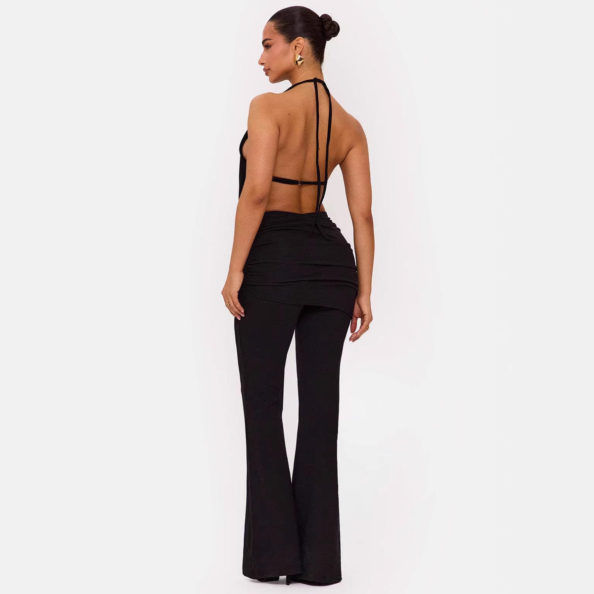Conjunto de Duas Peças de Top com Decote em V e Calças para Mulher