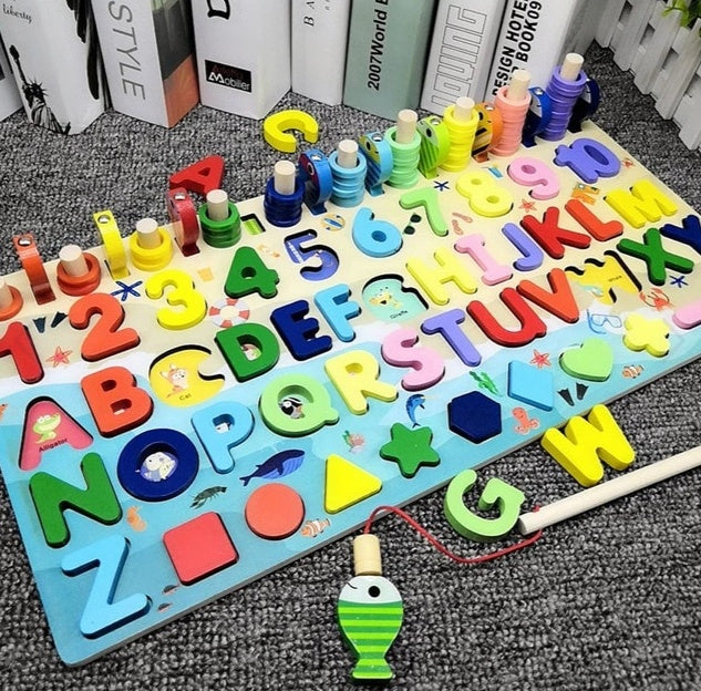 Rompecabezas 3D de números y letras para niños, juguete educativo geométrico digital de colores para bebés