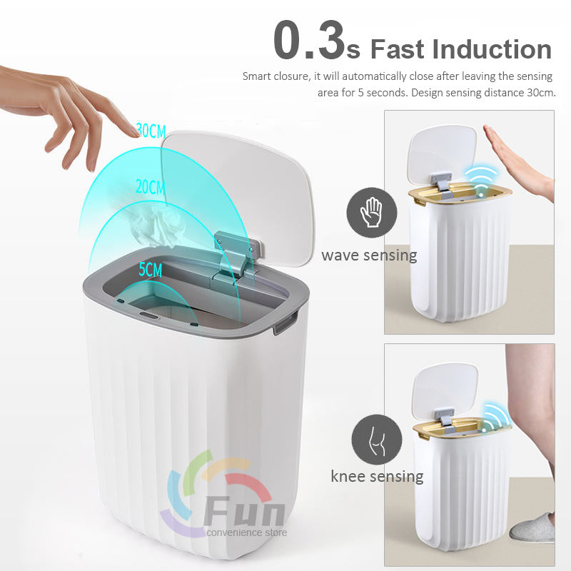 Pattumiera intelligente con sensore di movimento e coperchio
