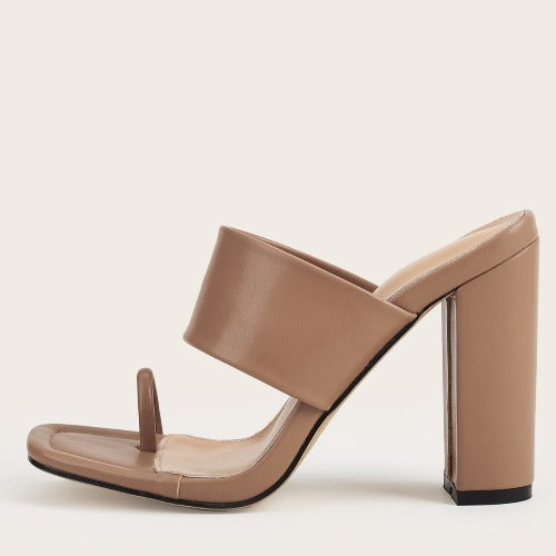 Sandali donna slip-on con tacco a blocco