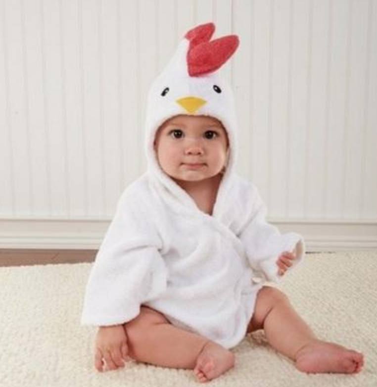 Baby Hooded Cotton Bathrobe, Cute Animal Design