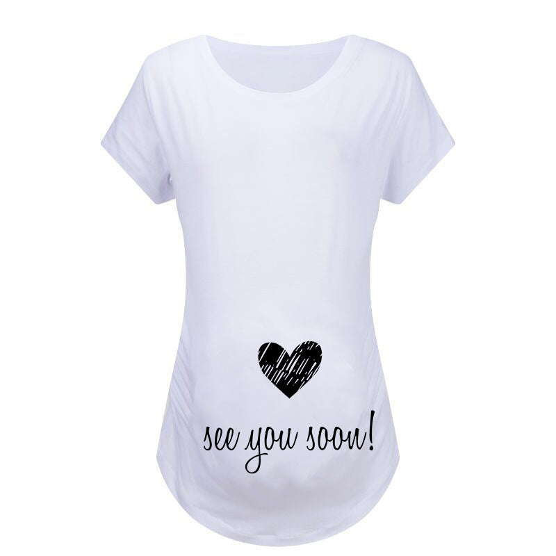 T-shirts de maternité ajustés pour femmes, hauts humoristiques à inscription, col rond, grossesse
