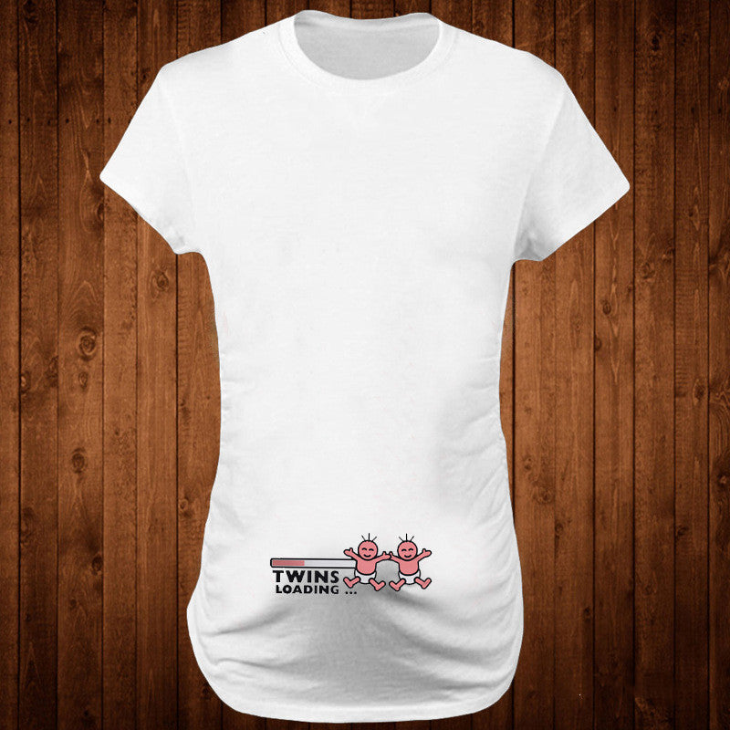 T-shirts de maternité ajustés pour femmes, hauts humoristiques à inscription, col rond, grossesse