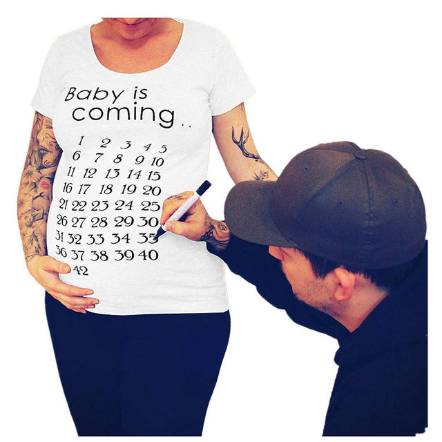 T-shirts de maternité ajustés pour femmes, hauts humoristiques à inscription, col rond, grossesse