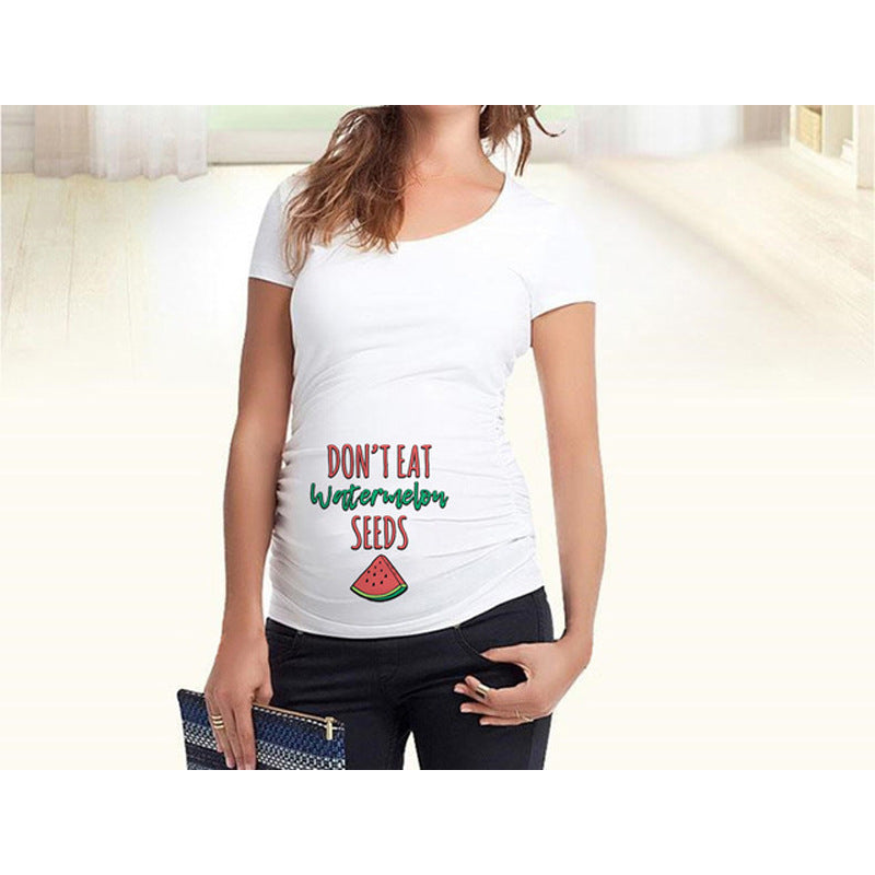 T-shirts de maternité ajustés pour femmes, hauts humoristiques à inscription, col rond, grossesse
