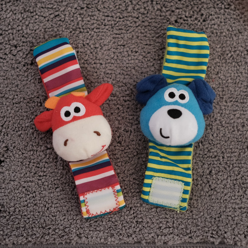Sonajero de peluche con forma de animal para bebés de 0 a 12 meses, juguete para recién nacidos, calcetín con correa para la muñeca o el pie