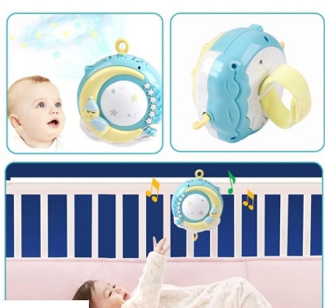 Babyrasseln Kinderwagen-Mobile Spielzeughalter Rotierendes Mobile Bettglocke Spieluhr Projektion Neugeborene