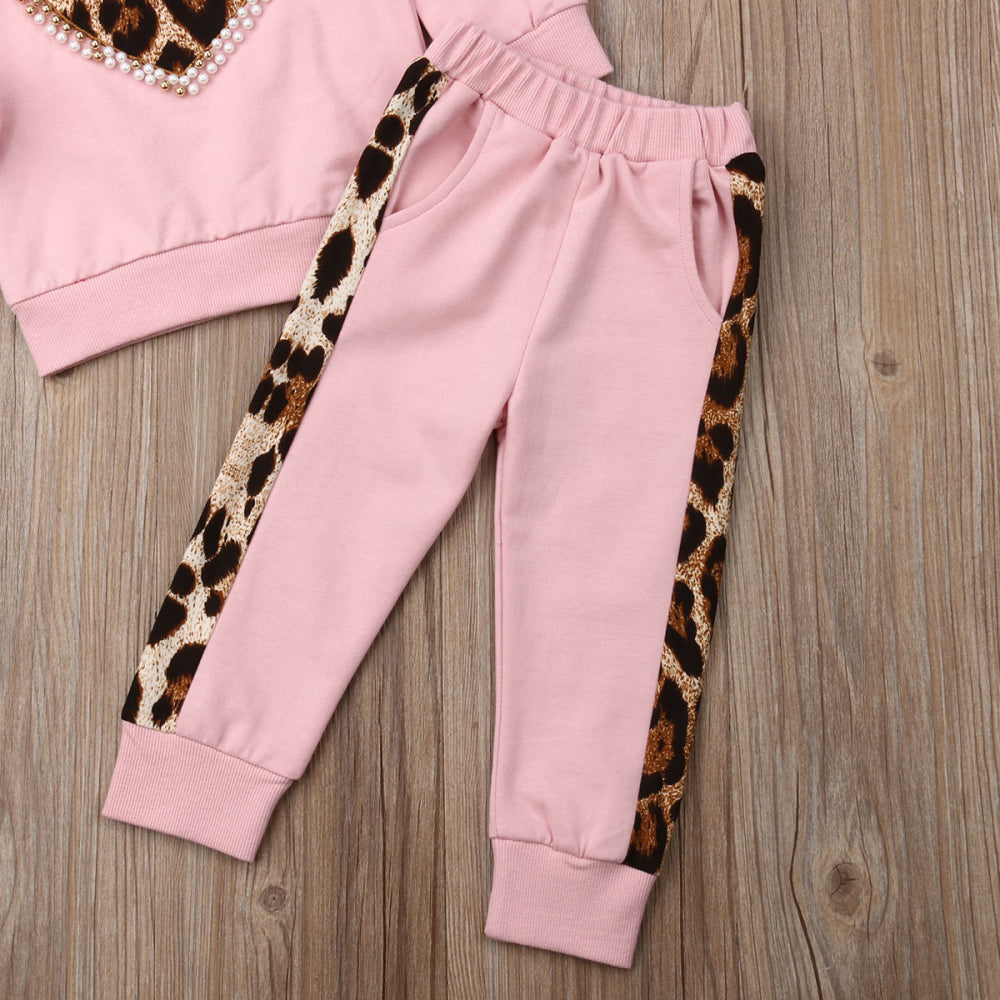 Sweatshirt- und Hosen-Set mit Herz-Print für Mädchen