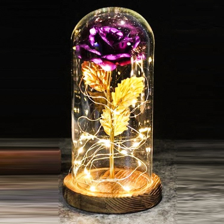 LED-Rose in Glaskuppel, leuchtendes Blumengeschenk