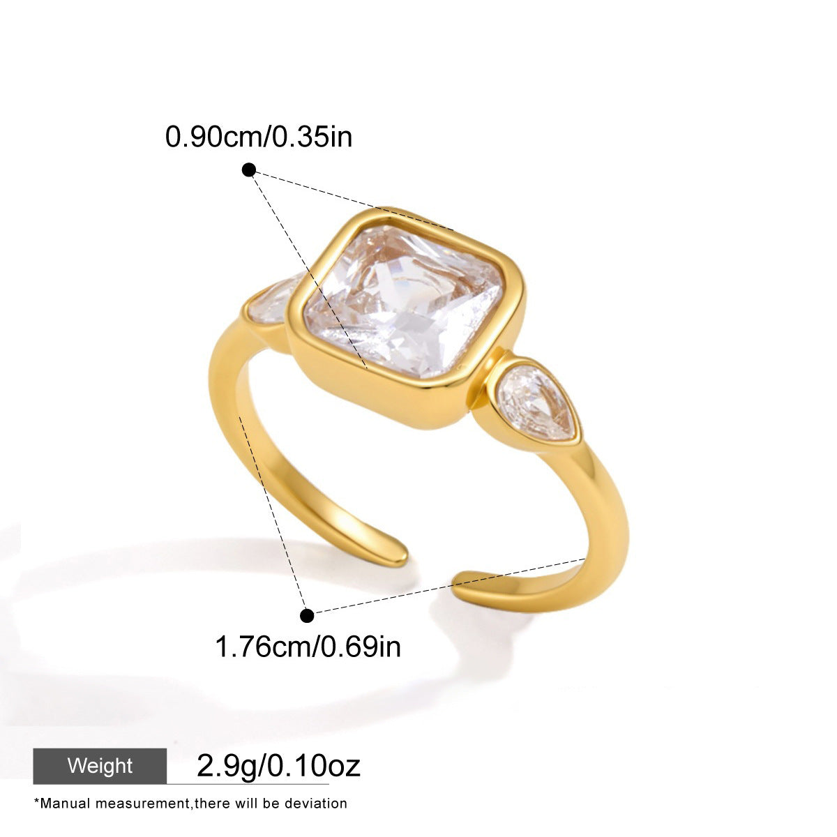 Anello minimalista con zircone, acciaio inossidabile
