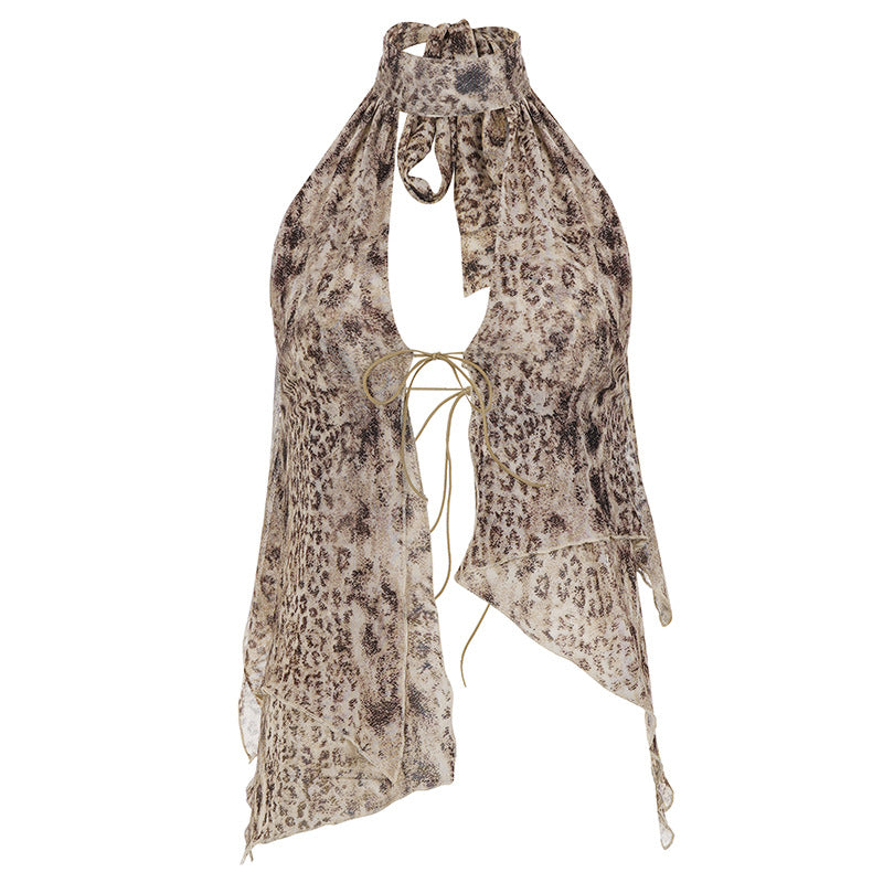 Leopard-Halterneck-Top