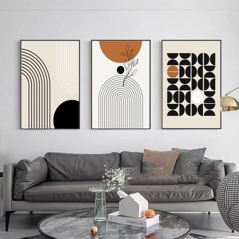 Morandi Abstraktes Leinwandbild, 3-teiliges Set