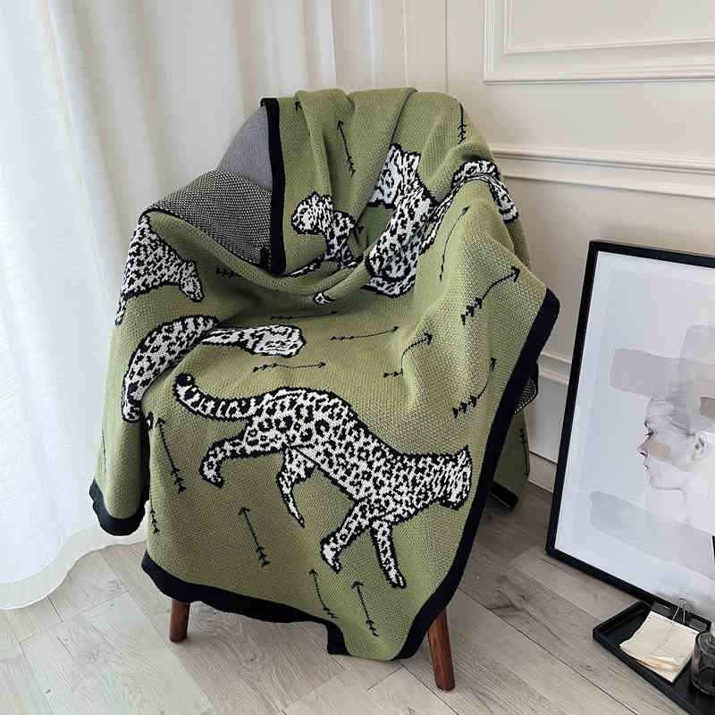 Green Knitted Throw Blanket