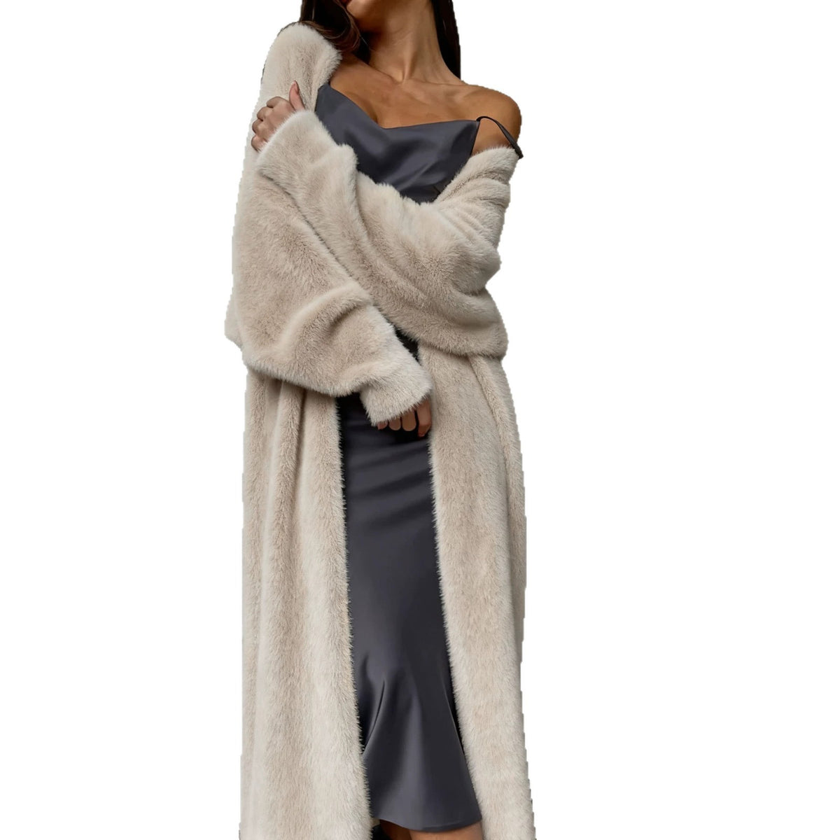 Women's Faux Mink Long Knit Cardigan