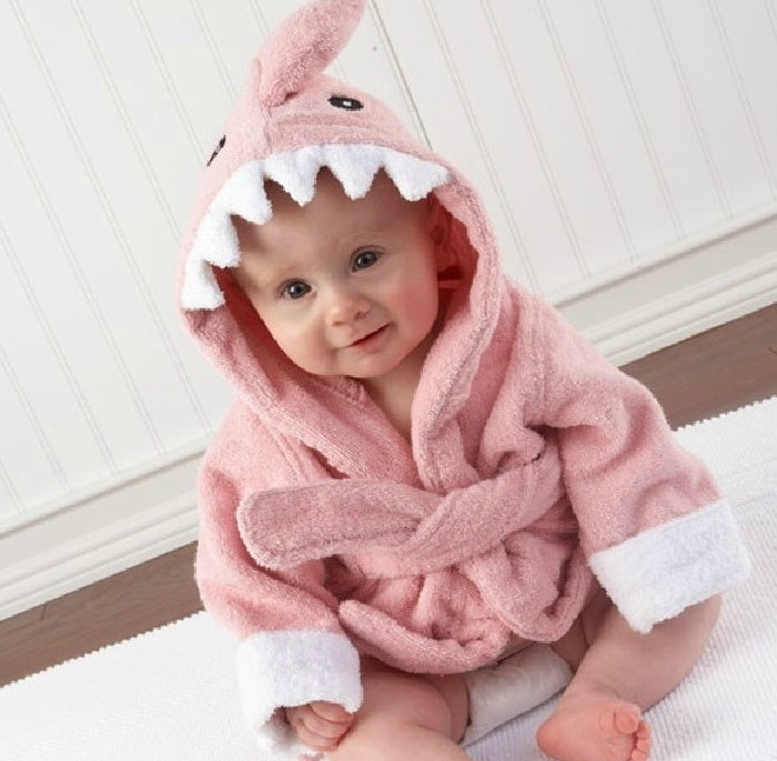 Baby Hooded Cotton Bathrobe, Cute Animal Design