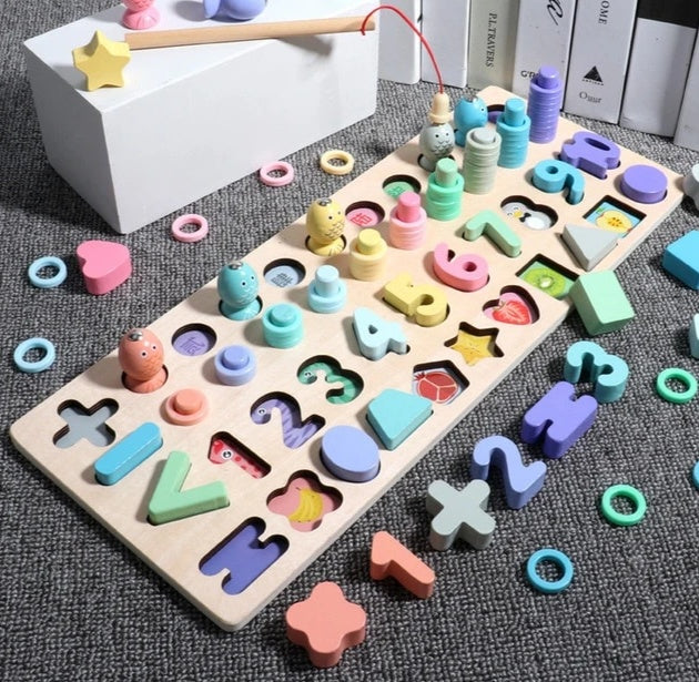 Rompecabezas 3D de números y letras para niños, juguete educativo geométrico digital de colores para bebés