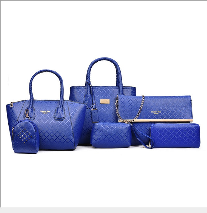 Women 6Pcsset Handbags Girls PU Leather Crossbody Bag Tote Casual Bag Brand Designer Compo