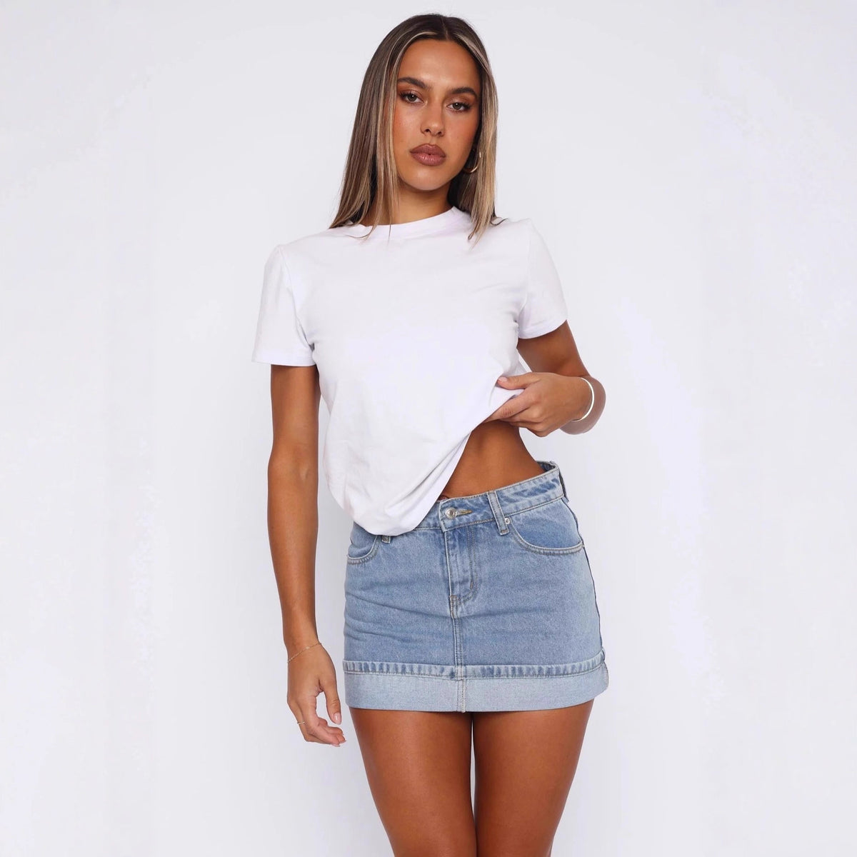 Stretch Denim Mini Skirt