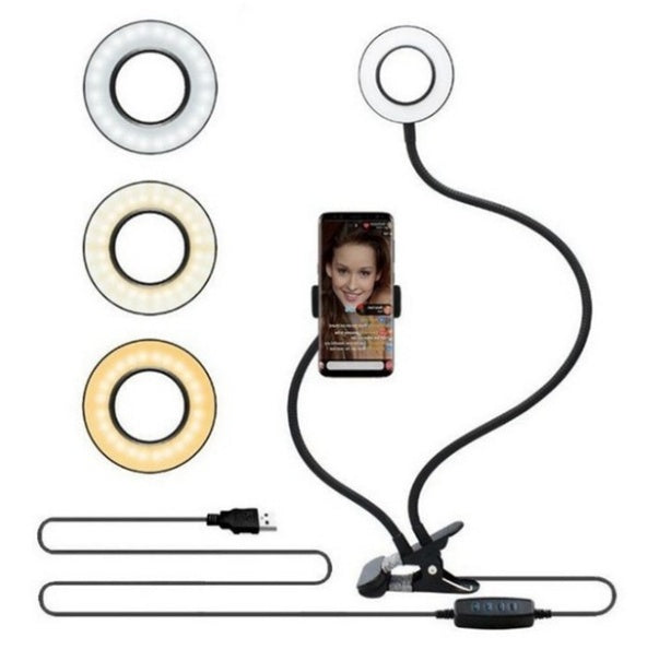 LED-Selfie-Ringlicht für Live-Make-up, verstellbar – 8 cm Stativ