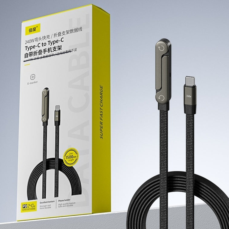 Câble de charge rapide avec support de téléphone pliable