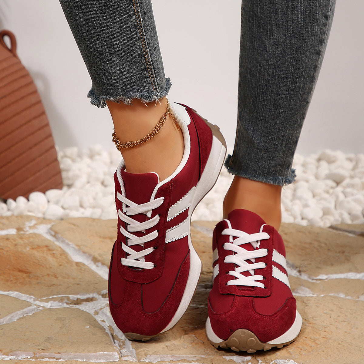 Zapatillas retro de suela gruesa para mujer
