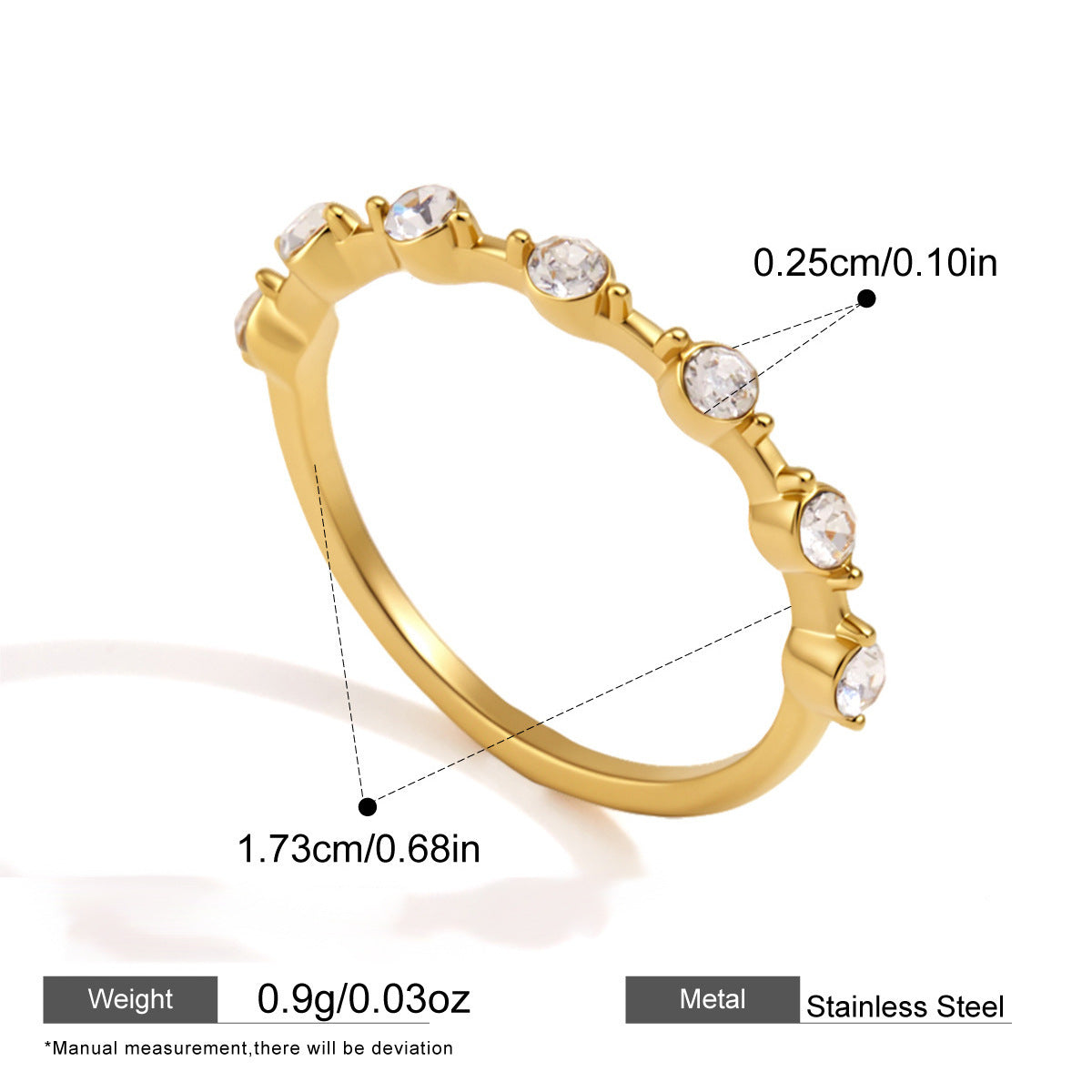 Anello minimalista con zircone, acciaio inossidabile