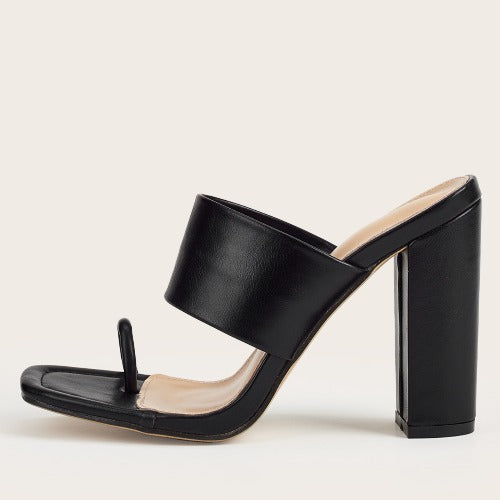 Sandali donna slip-on con tacco a blocco