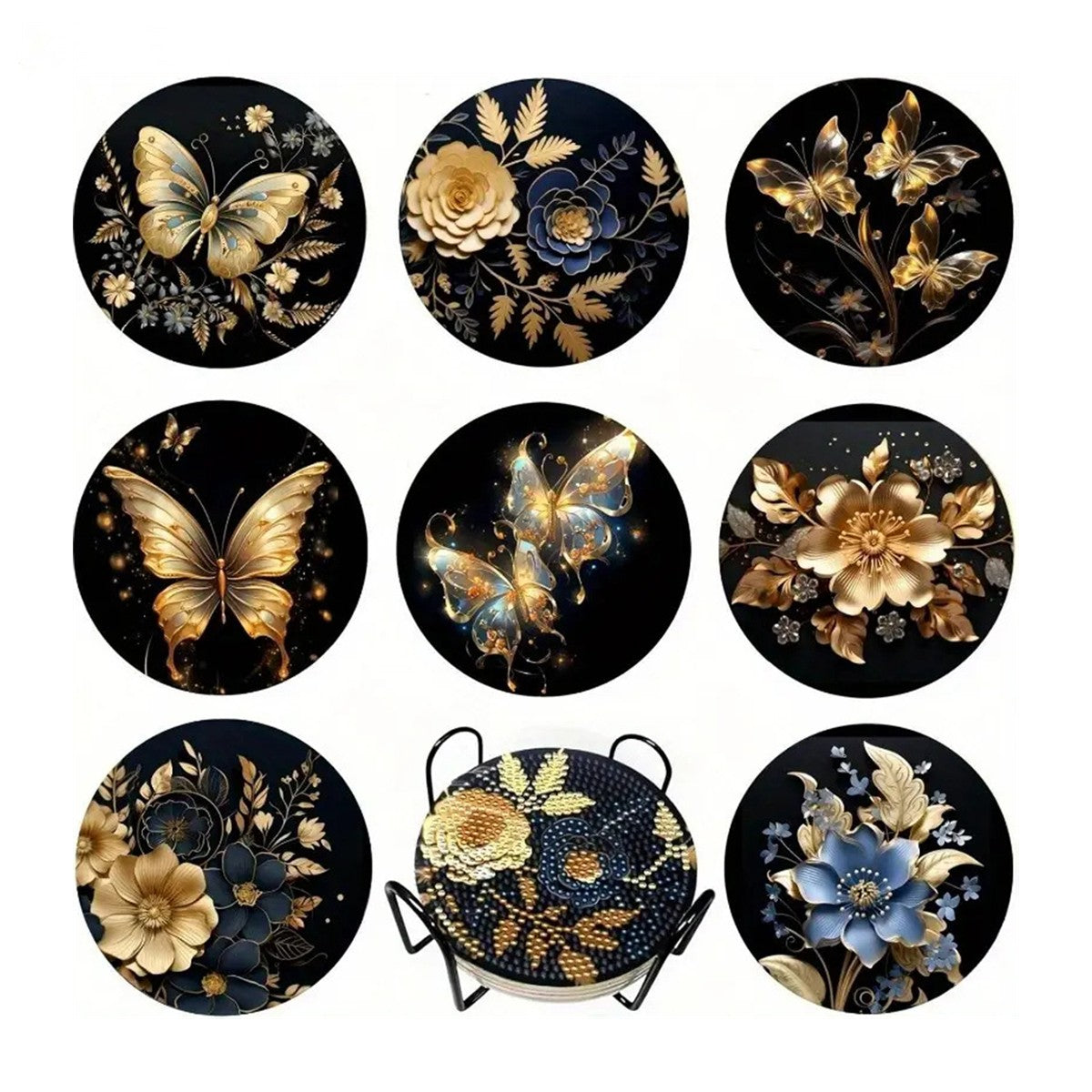 Kit de porta-copos para Diamond Painting com suporte, Borboleta