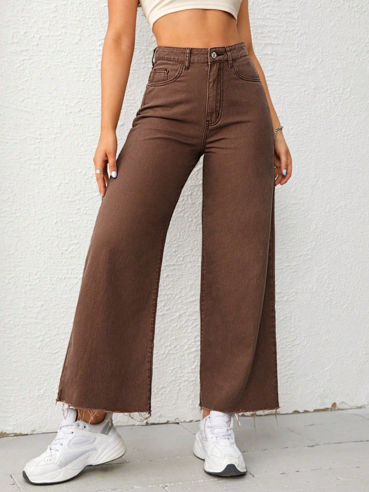 Pantaloni da donna versatili a tinta unita con gamba ampia e svasata