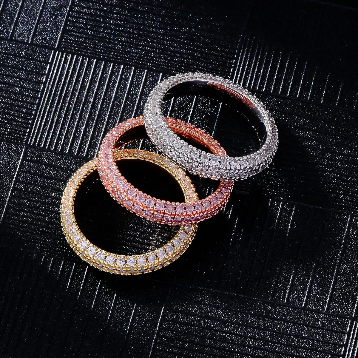 Joseph Jewelry Three-sided Zirconium Shiny Diamond Ring Fashion Personalized Hip Hop Ring