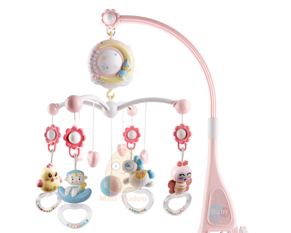 Babyrasseln Kinderwagen-Mobile Spielzeughalter Rotierendes Mobile Bettglocke Spieluhr Projektion Neugeborene