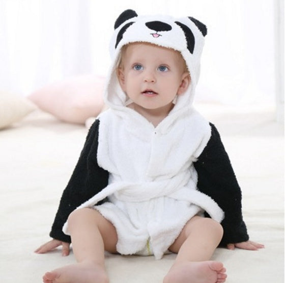 Baby Hooded Cotton Bathrobe, Cute Animal Design