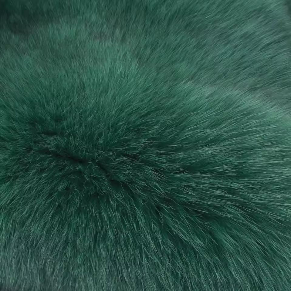 Giacca corta in pelliccia sintetica di volpe, cappotto soffice