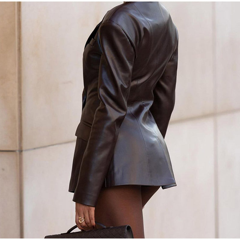 Taillierte Damen-Lederjacke