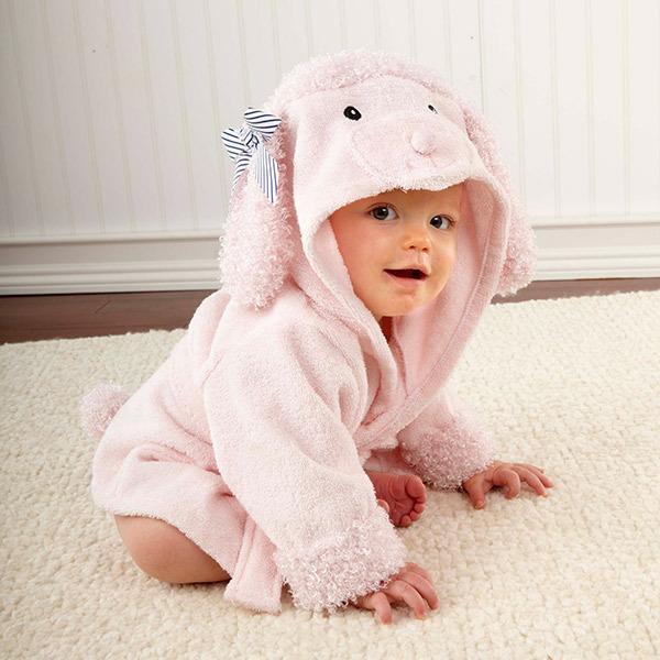 Baby Hooded Cotton Bathrobe, Cute Animal Design