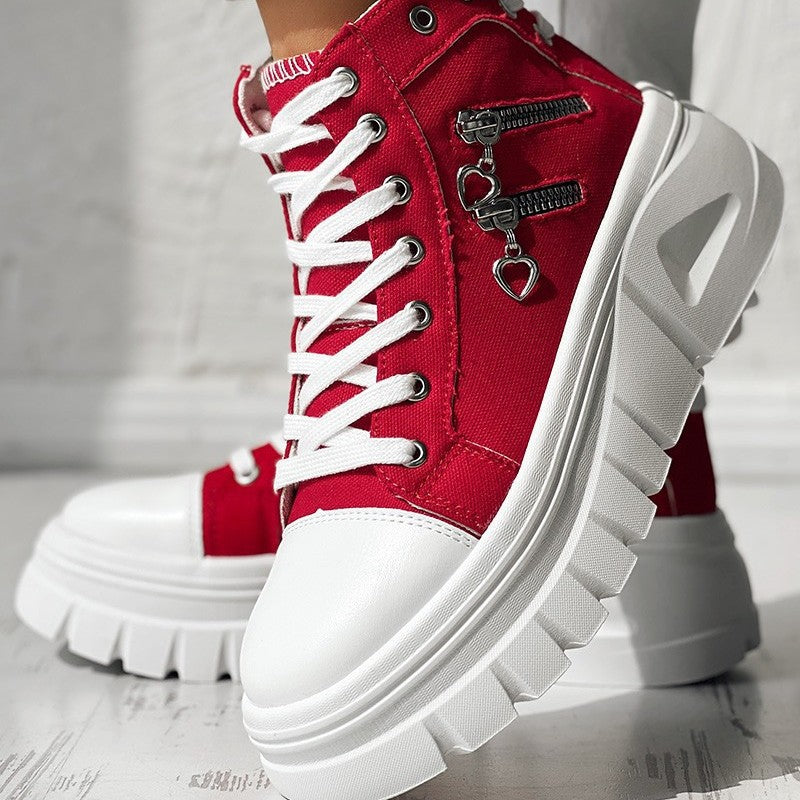 Damen-Sneaker mit Schnürung und seitlichem Reißverschluss