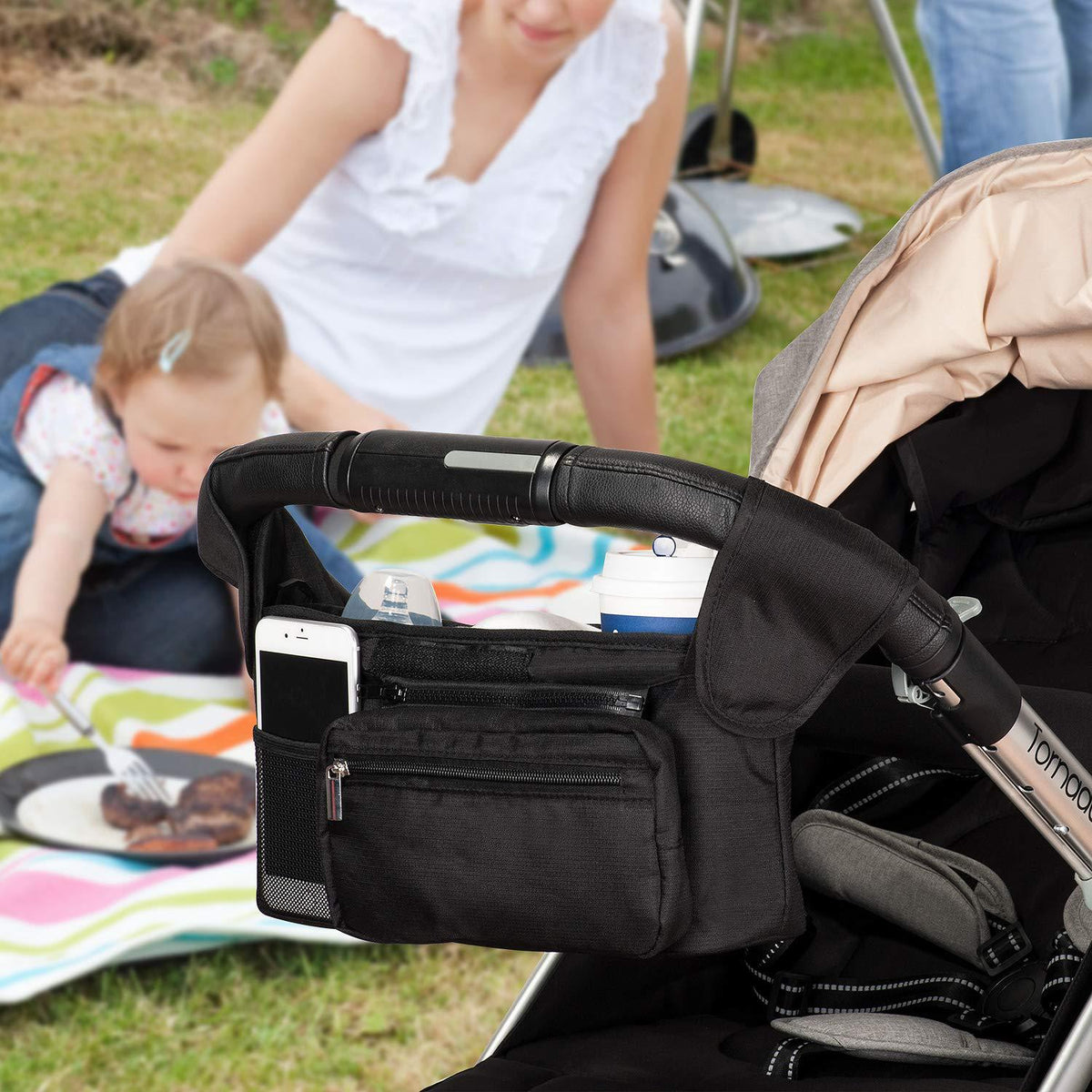 Sac organisateur de poussette imperméable