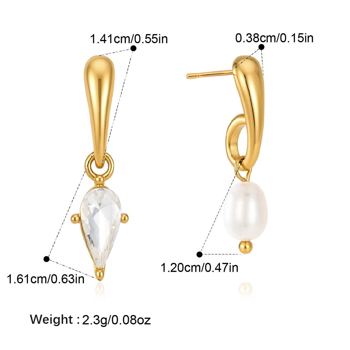 Rhinestone and Pearl Stud Earrings