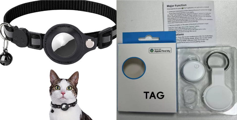 Coleira Refletora para Animal de Estimação com Suporte para AirTag