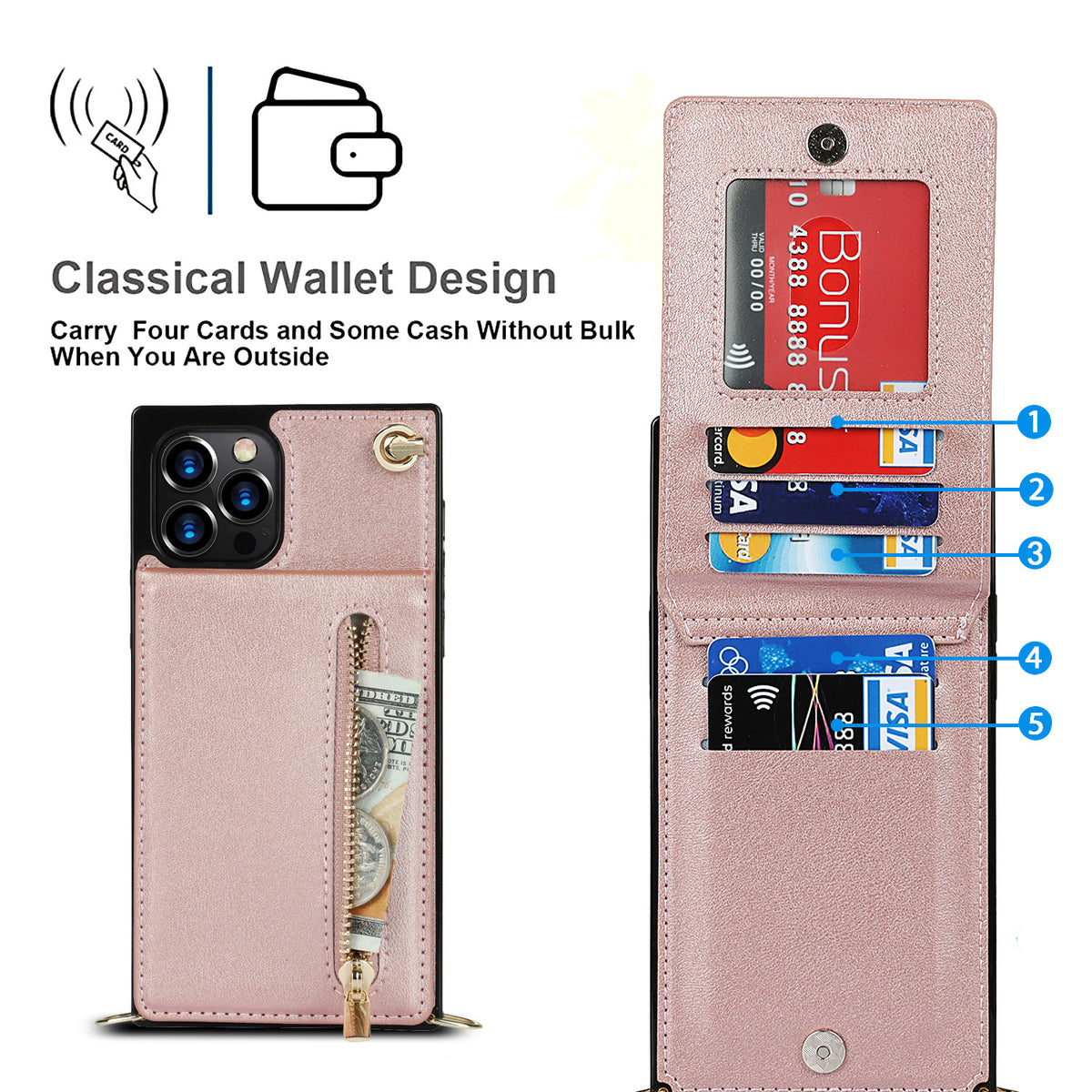 Samsung Crossbody Phone Case with Zipper Wallet