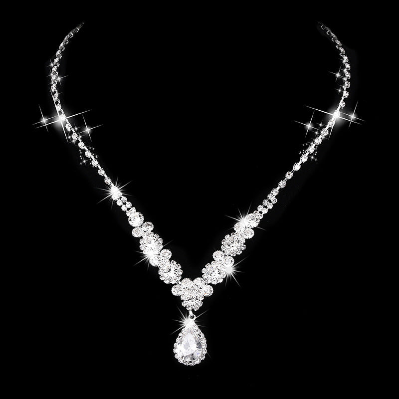 Conjunto de Joias de Noiva com Strass em Forma de Lágrima