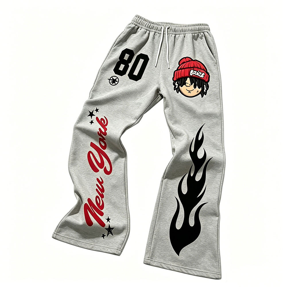 Streetwear Wide-Leg Draped Trousers