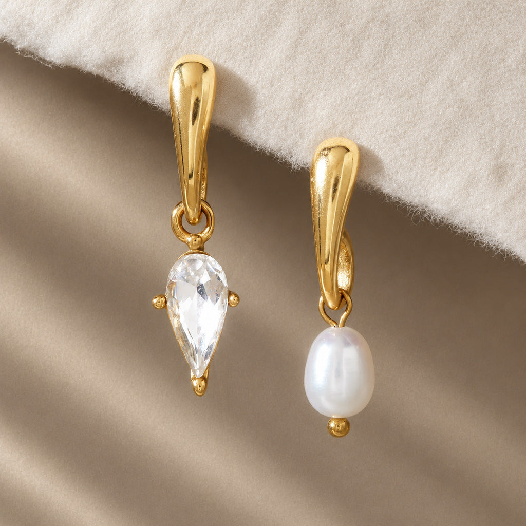 Rhinestone and Pearl Stud Earrings