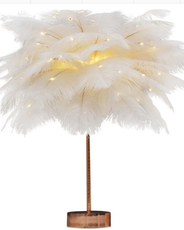 Lampada da tavolo a piume con telecomando