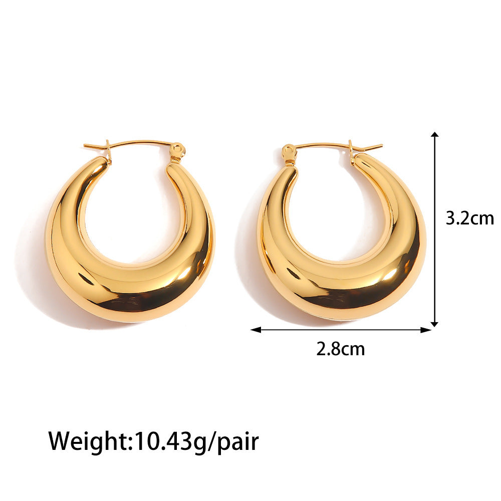 Boucles d'oreilles puces Double-C avec zirconium, acier inoxydable