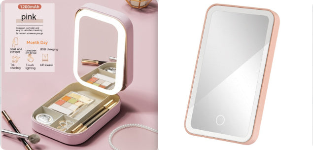 LED Lighted Makeup Mirror with Storage Box
