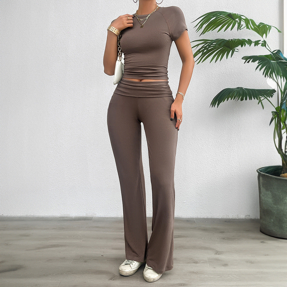 Damen-Set aus kurzärmeligem Oberteil und Hose