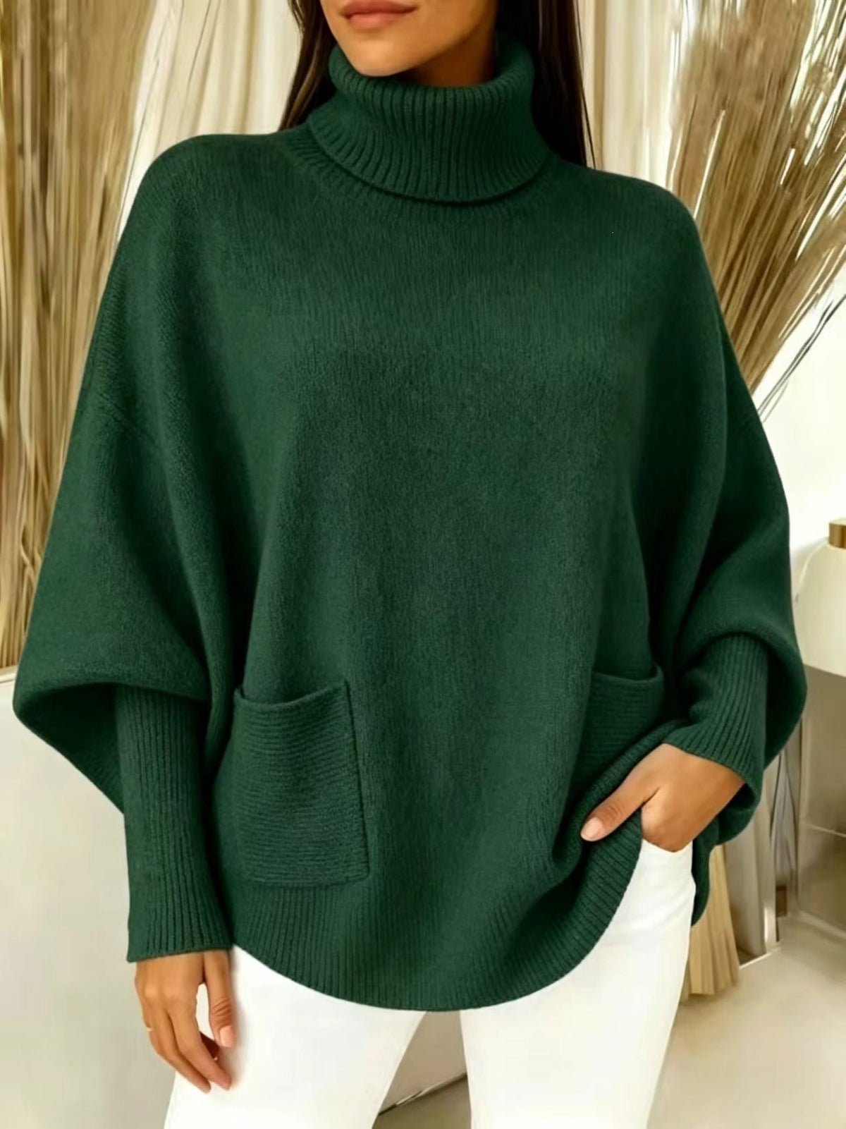 Damen-Rollkragenpullover, einfarbig