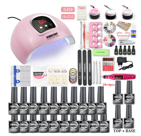 Lâmpada de Unhas de 80W e Conjunto de Verniz Gel, Kit Secador de Unhas UV LED